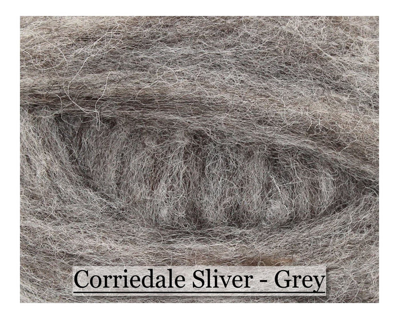 Grey - Corriedale Wool Roving - Corriedale Wool Sliver - 8oz - Cupid Falls Farm
