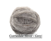 Grey - Corriedale Wool Roving - Corriedale Wool Sliver - 16oz - Cupid Falls Farm