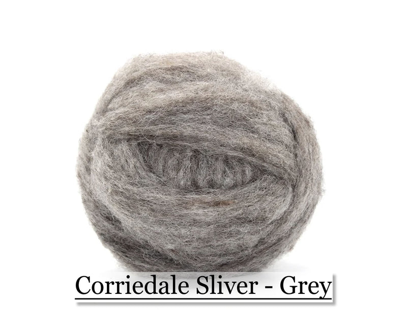 Grey - Corriedale Wool Roving - Corriedale Wool Sliver - 16oz - Cupid Falls Farm