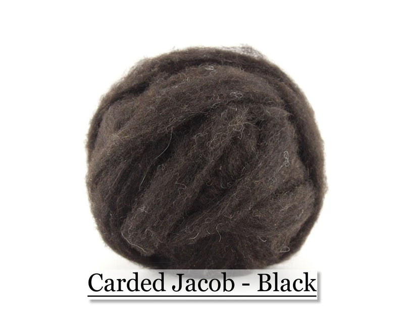 Jacob Sliver - Black - Needle Felting - Spinning - Wet Felting - Nuno Felting - Wet Felting - 8oz - Cupid Falls Farm
