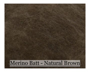 Merino Batt - Natural Brown - 200 grams - Cupid Falls Farm