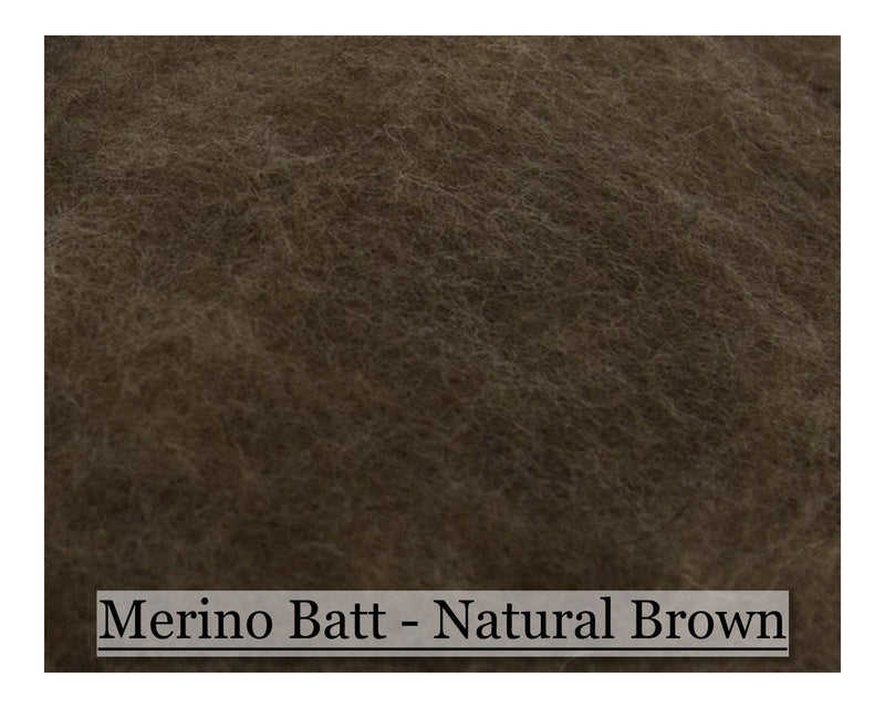 Merino Batt - Natural Brown - 200 grams - Cupid Falls Farm