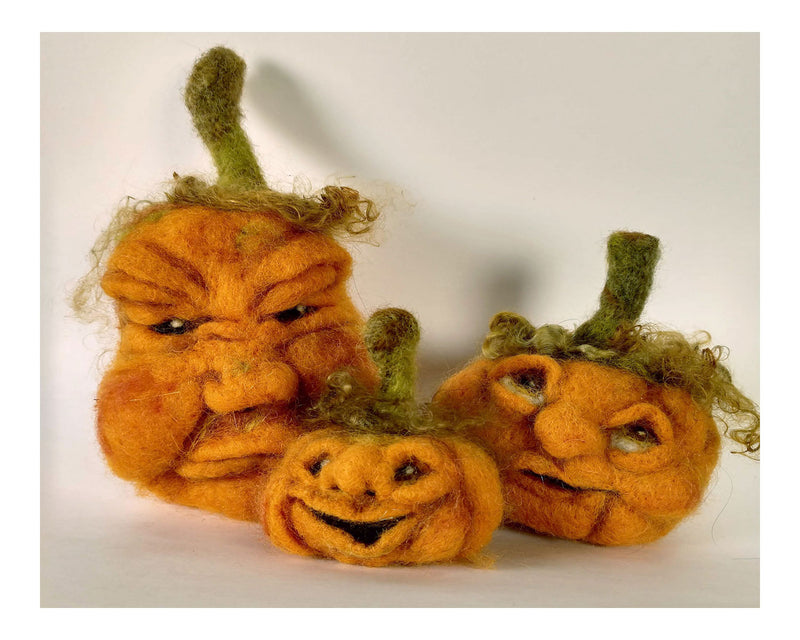 Blue Face Pumpkin Needle Felting Kit - Cupid Falls Farm