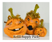 Orange Face Pumpkin Needle Felting Refill Supply Kit - Cupid Falls Farm