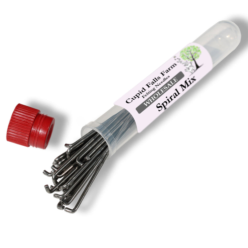 Spiral Mix felting needles — set of 36g, 38g and 40g spiral needles for even surface finish — 96 pack wholesale