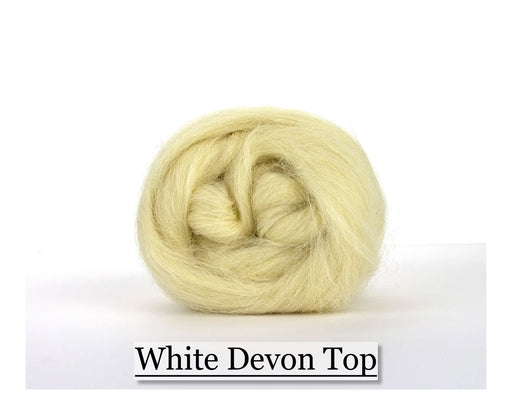 White Devon Wool Top - 1, 2 or 4 oz size - Cupid Falls Farm