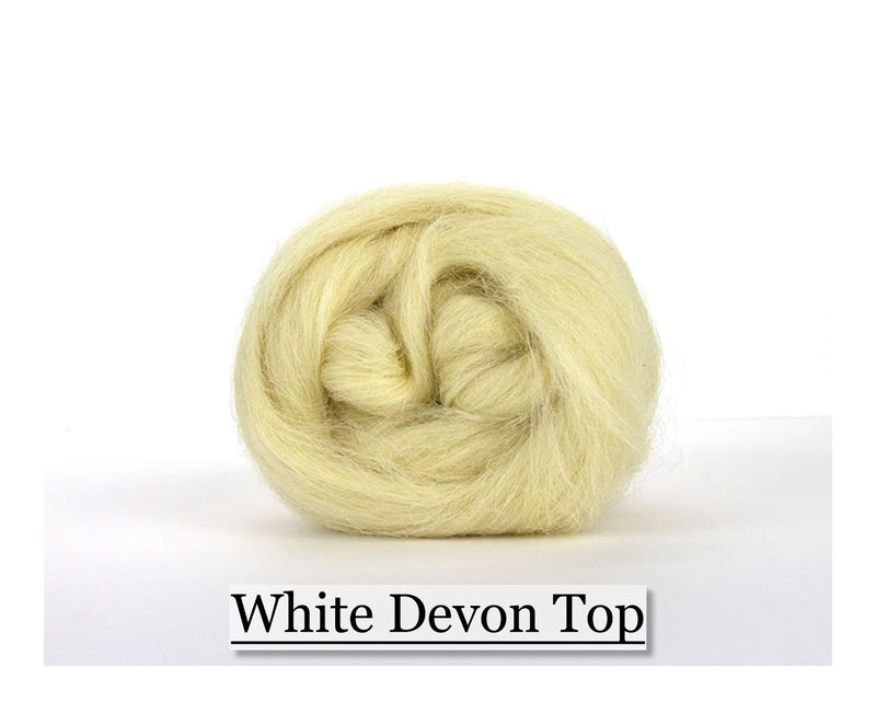 White Devon Wool Top - 8oz - Cupid Falls Farm